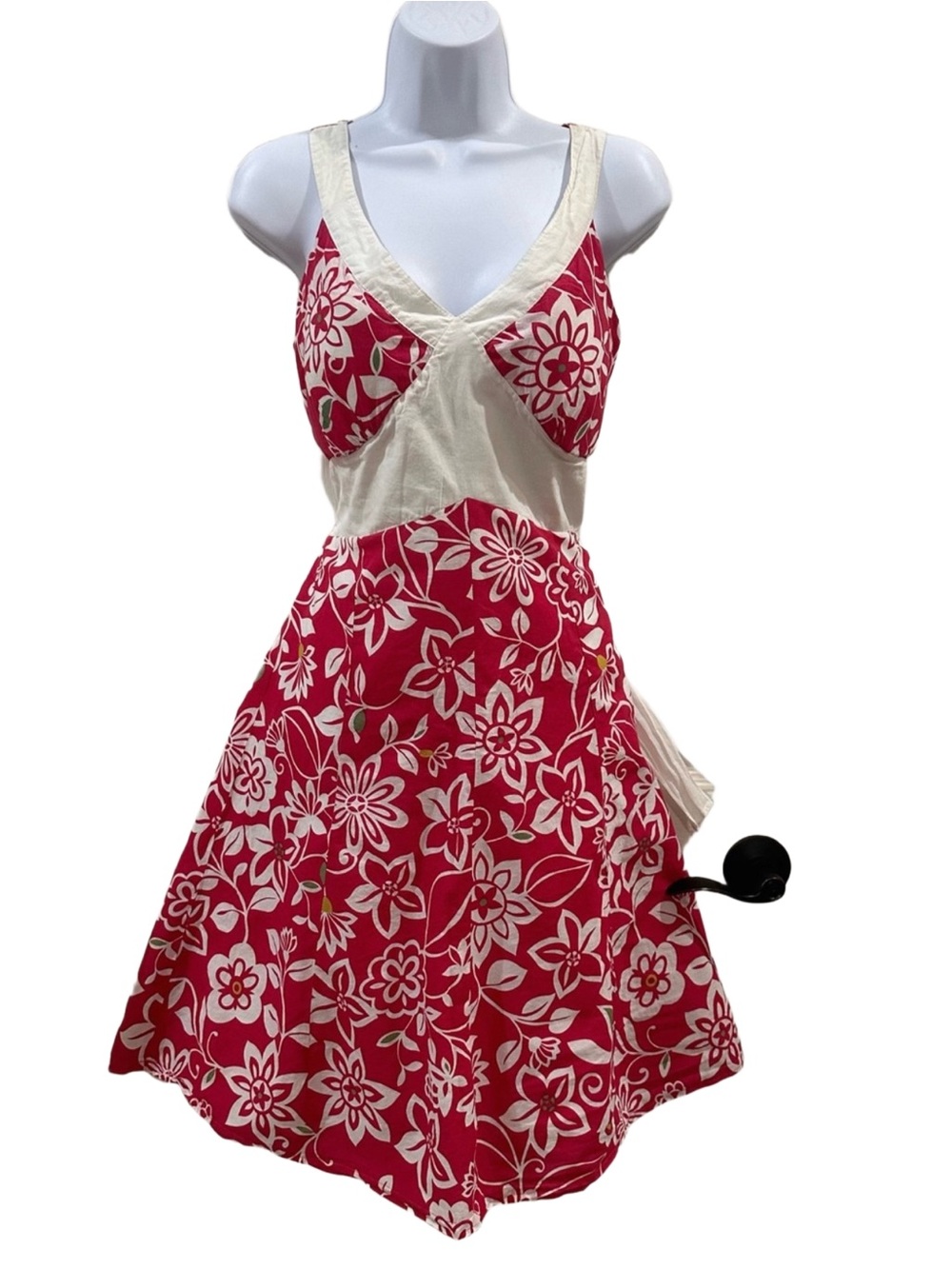 Pink Hawaiian Dress V Neck Sleeveless Pink Floral MIDI Dress 1X- by Available